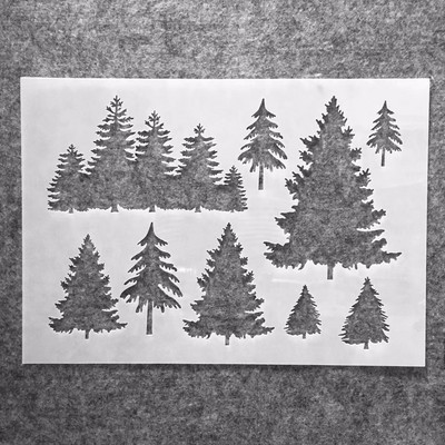 A4 29*21cm Forest Pine Tree DIY Layering Stencils Wall Painting Scrapbook Coloring ανάγλυφο διακοσμητικό πρότυπο άλμπουμ