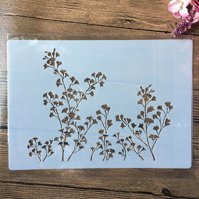 A4 29cm ramuri copac frunze de ginkgo bricolaj șabloane stratificare pictura perete album de însemnări de colorat album în relief șablon decorativ