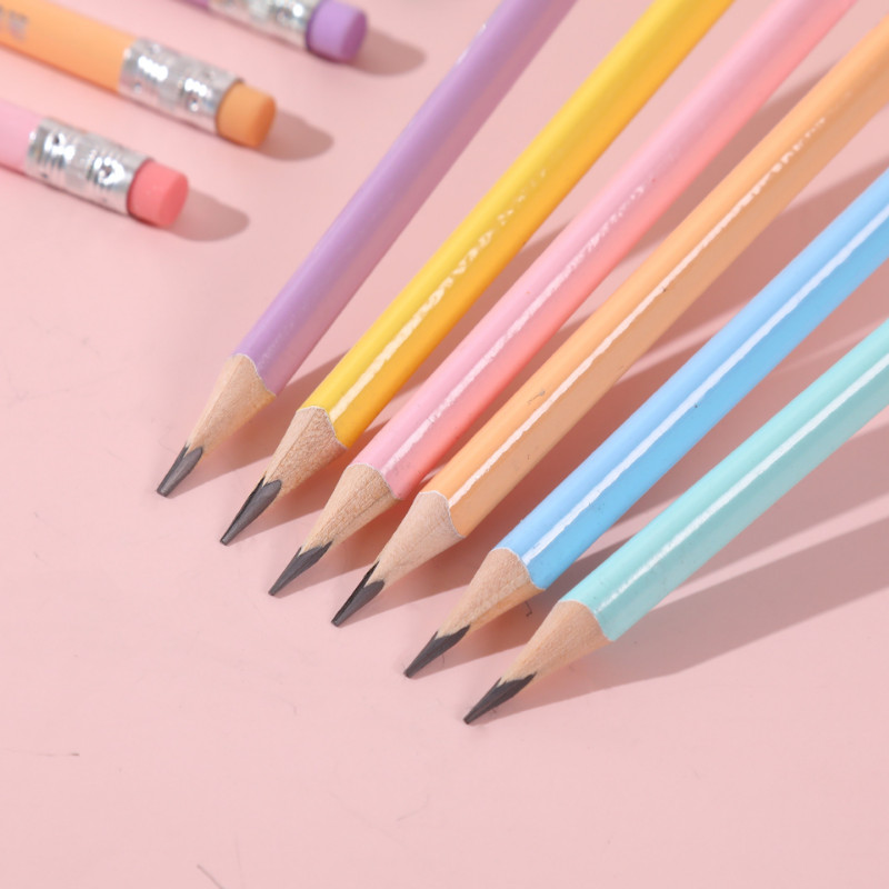 6 Creion Macaron Creion de scris Creion de șters etern Creion Kawaii Papetărie Rechizite școlare