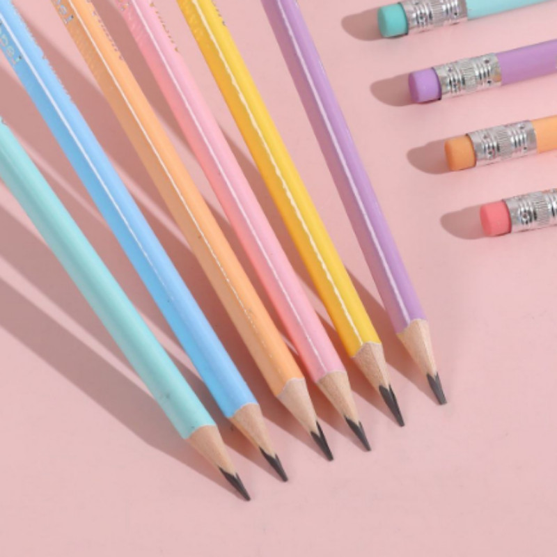 6 Creion Macaron Creion de scris Creion de șters etern Creion Kawaii Papetărie Rechizite școlare