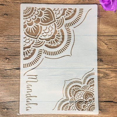A4 29 * 21cm Mandala rotundă Șabloane DIY Pictură de perete Album de însemnări de colorat Album de reliefare Șablon de carte de hârtie decorativă