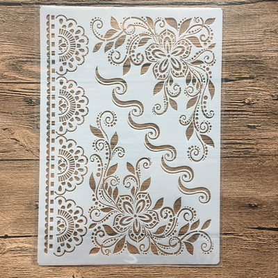 A4 29 * 21cm Mandala rotundă Șabloane DIY Pictură de perete Album de însemnări de colorat Album de reliefare Șablon de carte de hârtie decorativă