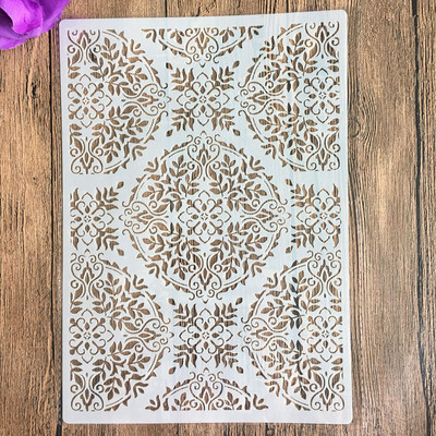 A4 29 * 21cm Mandala rotundă Șabloane DIY Pictură de perete Album de însemnări de colorat Album de reliefare Șablon de carte de hârtie decorativă