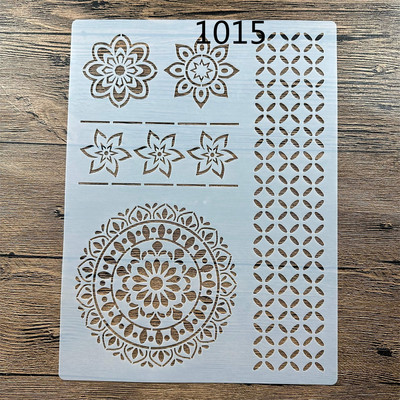 A4 29 * 21cm Mandala rotundă Șabloane DIY Pictură de perete Album de însemnări de colorat Album de reliefare Șablon de carte de hârtie decorativă