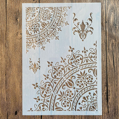 A4 29 * 21cm Mandala rotundă Șabloane DIY Pictură de perete Album de însemnări de colorat Album de reliefare Șablon de carte de hârtie decorativă