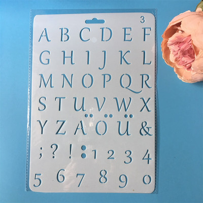 27 cm nova slova abecede 4 DIY rukotvorine šablone za nanošenje slojeva Slikanje, spomenari, utiskivanje, album, papirnati predložak kartice