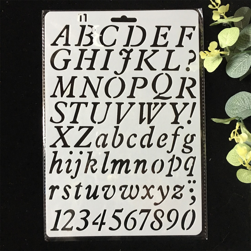 27 cm nova slova abecede 4 DIY rukotvorine šablone za nanošenje slojeva Slikanje, spomenari, utiskivanje, album, papirnati predložak kartice