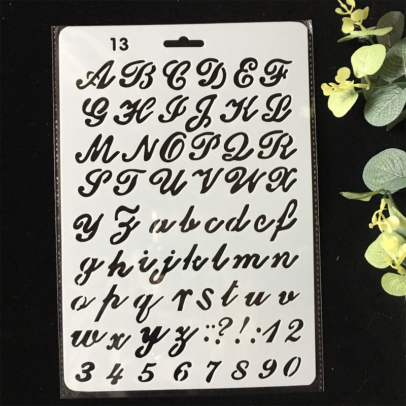 27 cm nova slova abecede 4 DIY rukotvorine šablone za nanošenje slojeva Slikanje, spomenari, utiskivanje, album, papirnati predložak kartice