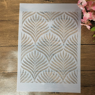 A4 29cm Leaf Geometry DIY Layering Stencils Wall Painting Scrapbook Coloring ανάγλυφο διακοσμητικό πρότυπο άλμπουμ
