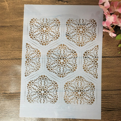 A4 29cm Lehegeomeetria DIY kihistusšabloonid seinamaaling väljalõigete album värvimine reljeefalbum Dekoratiivne mall