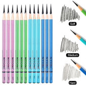 3 tk/komplekt HB Sketch söepliiats Pehme/keskmine/kõva süsinikpliiatsid Kunstiõpilase spetsiaalne käsitsi maalitud maalimise joonistamise eksami pliiats