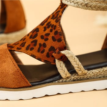 MCCKLE Καλοκαιρινά Γυναικεία Σανδάλια Peep Toe Leopard Wedge Platform Γυναικεία πέδιλα Ψάθινο slip On Beach Παπούτσια Γυναικεία Plus Size