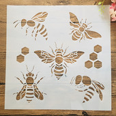30*30cm-es Mandala Bee Kaptár barkácsolás Rétegező Sablonok Falfestés Scrapbook Színező Dombornyomó Album Díszsablon