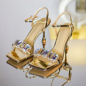 Kristalne ženske sandale PVC visoke pete Cipele za zabavu 2023. Ljetne nove cipele na štikle Prozirne modne cipele na cipele Seksi ženske cipele