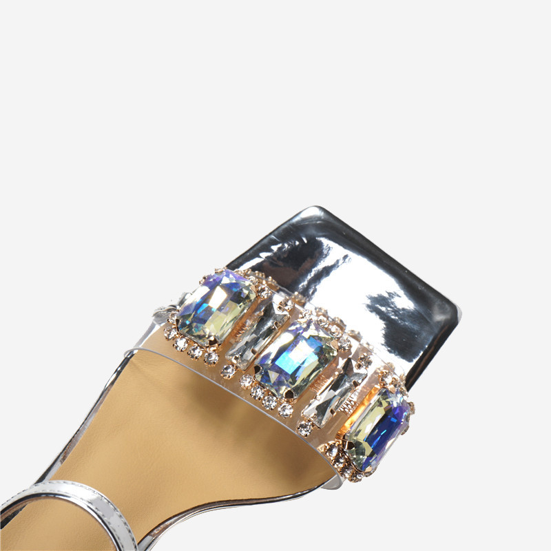 Kristalne ženske sandale PVC visoke pete Cipele za zabavu 2023. Ljetne nove cipele na štikle Prozirne modne cipele na cipele Seksi ženske cipele