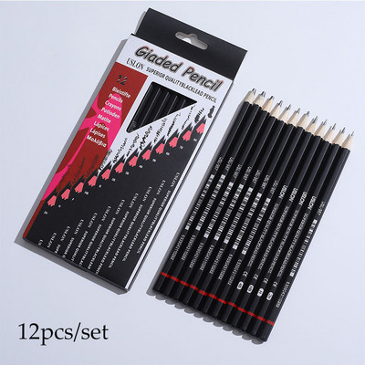12 tk. Professionaalne joonistamise visandipliiatsikomplekt 6H 4H 2H HB B 2B 3B 4B 5B 6B 8B 10B Kunstmaali grafiidist varjutuspliiatsid