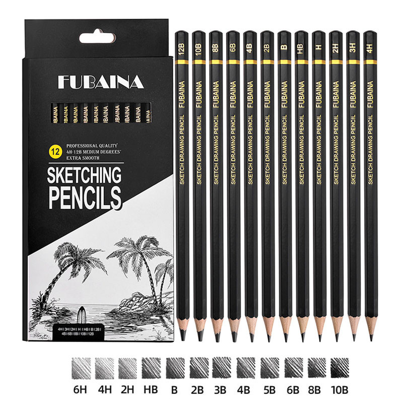 12 tk. Professionaalne joonistamise visandipliiatsikomplekt 6H 4H 2H HB B 2B 3B 4B 5B 6B 8B 10B Kunstmaali grafiidist varjutuspliiatsid