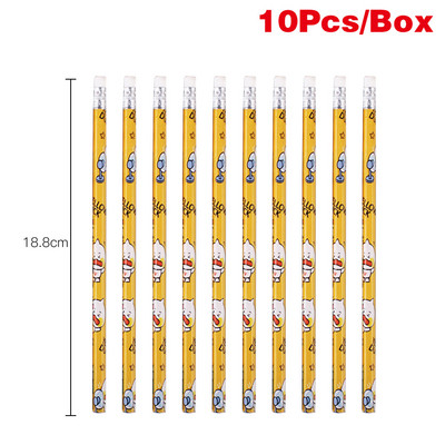 10 vnt/dėžutė Kawaii Cartoon HB pieštukas su trintuku Mokyklos mielos raštinės reikmenys mokiniams, piešiniams, rašantiems eskizų pieštukas, dovanėlė vaikui