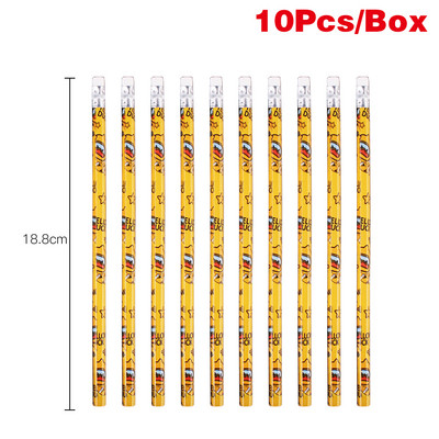 10 vnt/dėžutė Kawaii Cartoon HB pieštukas su trintuku Mokyklos mielos raštinės reikmenys mokiniams, piešiniams, rašantiems eskizų pieštukas, dovanėlė vaikui