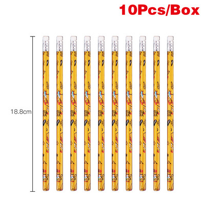 10 vnt/dėžutė Kawaii Cartoon HB pieštukas su trintuku Mokyklos mielos raštinės reikmenys mokiniams, piešiniams, rašantiems eskizų pieštukas, dovanėlė vaikui