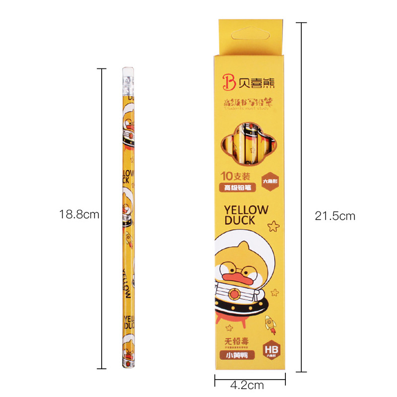 10 vnt/dėžutė Kawaii Cartoon HB pieštukas su trintuku Mokyklos mielos raštinės reikmenys mokiniams, piešiniams, rašantiems eskizų pieštukas, dovanėlė vaikui