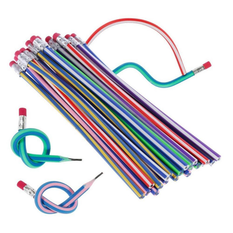 5 komada meke savitljive trake za olovke, djeca, djeca, škola, zabava, savijanje, mekana olovka, studentska dopisnica, olovka nasumične boje