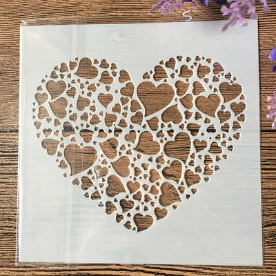 13cm Heart in Heart DIY Craft Layering Stencils Wall Painting Scrapbooking Stamping ανάγλυφο άλμπουμ Πρότυπο χάρτινη κάρτα