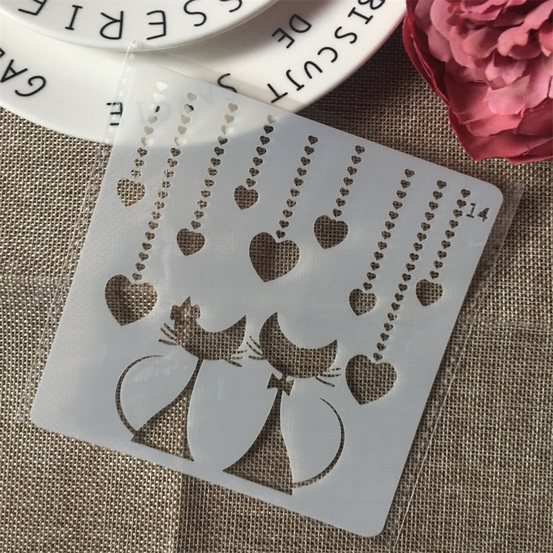 4Pcs 13cm Mačka Pas Djevojka Ljubavnik Prometni znak DIY Slojevi Šablone Slikanje Spomenar Bojanje Reljefni Album Dekor Predložak kartice