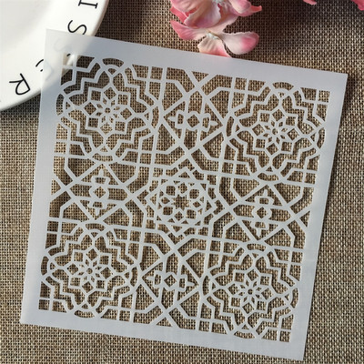 Πλαίσιο 15cm Geometry DIY Layering Stencils Wall Painting Scrapbook Coloring ανάγλυφο διακοσμητικό πρότυπο άλμπουμ