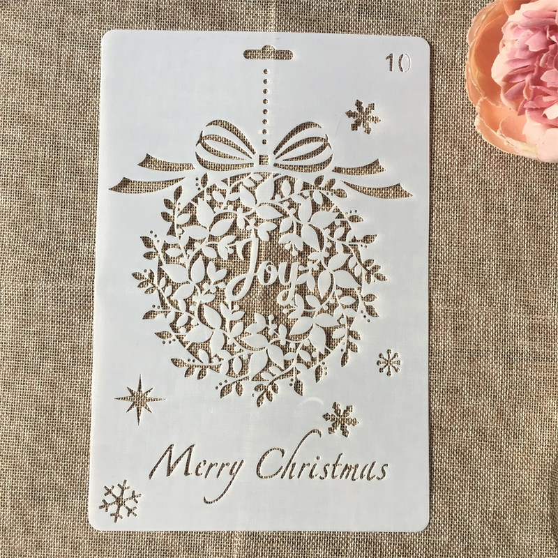 4 buc/lot 26 cm brad de pin de Crăciun Jingle Bell Șabloane de straturi DIY Pictură Scrapbooking Ștanțare Șablon decorativ