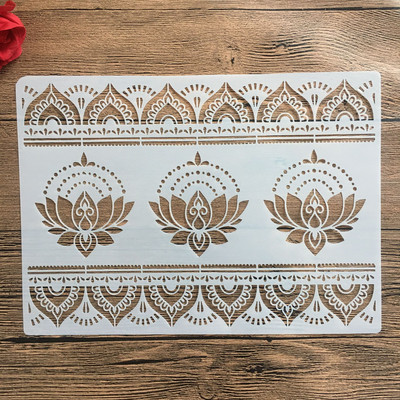 A4 29 * 21cm Στένσιλ Mandala DIY Ζωγραφική τοίχου Λεύκωμα χρωματισμού Ανάγλυφο άλμπουμ Διακοσμητικό χάρτινο πρότυπο κάρτας, στένσιλ τοίχου