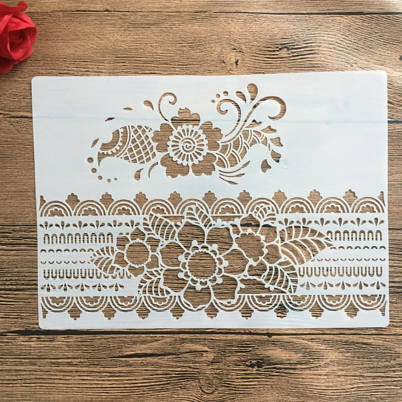 A4 29 * 21cm Στένσιλ Mandala DIY Ζωγραφική τοίχου Λεύκωμα χρωματισμού Ανάγλυφο άλμπουμ Διακοσμητικό χάρτινο πρότυπο κάρτας, στένσιλ τοίχου