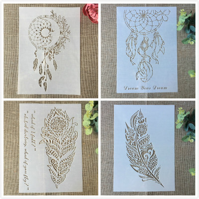 4Pcs 29cm A4 Колело с функции Пискюл Направи си сам Наслояване на шаблони Рисуване Албум с лексикон Оцветяване Релефен албум Шаблон за декоративна картичка