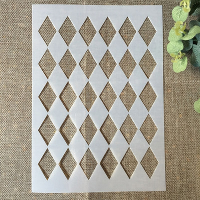 4Pcs 29cm A4 Geometry Diamond Square DIY Šablone za slojeve Slikanje Spomenar Bojanje Album za utiskivanje Predložak za ukrasnu karticu