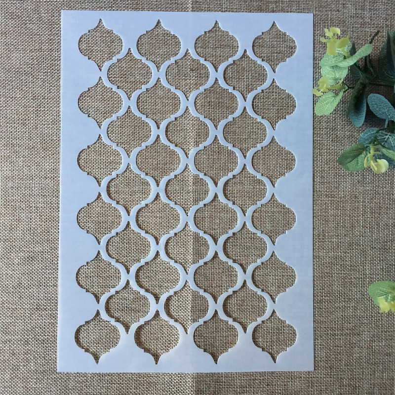 4Pcs 29cm A4 Geometry Diamond Square DIY Šablone za slojeve Slikanje Spomenar Bojanje Album za utiskivanje Predložak za ukrasnu karticu
