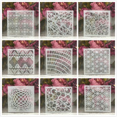 9Pcs/Set 5" Line Grid Geometry DIY Šablone za slojeve Slikanje Spomenar Bojanje Reljefni album Predložak za ukrasne kartice
