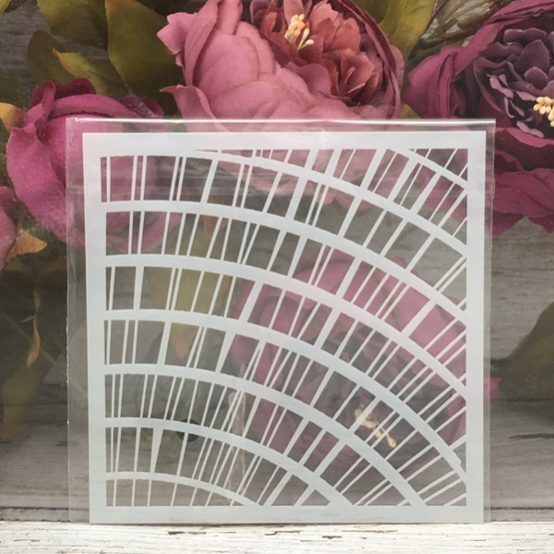 9Pcs/Set 5" Line Grid Geometry DIY Šablone za slojeve Slikanje Spomenar Bojanje Reljefni album Predložak za ukrasne kartice