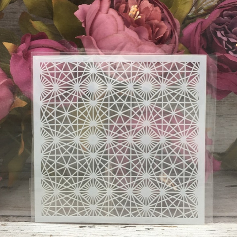9Pcs/Set 5" Line Grid Geometry DIY Šablone za slojeve Slikanje Spomenar Bojanje Reljefni album Predložak za ukrasne kartice