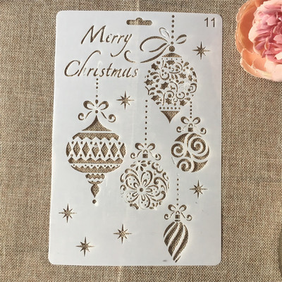 Vruće 26 cm sretne božićne kuglice DIY rukotvorine Šablone za slojeve Zidne slike Scrapbooking Utiskivanje Reljefni album Predložak kartice