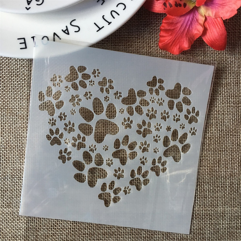 4 τεμ/Σετ 5" Joy Heart Paw Words Love DIY Layering στένσιλ Ζωγραφική Λεύκωμα ζωγραφικής με ανάγλυφο διακοσμητικό πρότυπο άλμπουμ