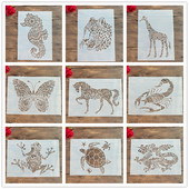 A4 29 * 21cm Ise ise looma šabloonid Maalimine Väljalõigete album Värvimine Reljeefalbum Dekoratiivne Paberkaardi mall, sein.