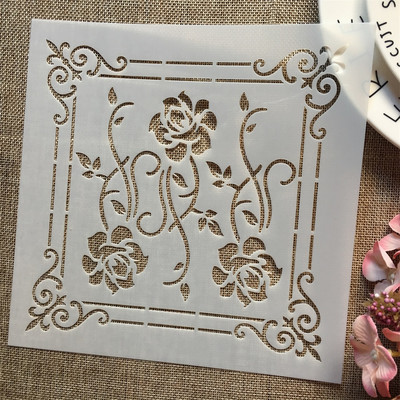 1kom 8*8 inča Tekstura cvjetne pozadine DIY Šablone za slojeve Slikanje Spomenar Bojanje Reljefni album Ukrasni predložak