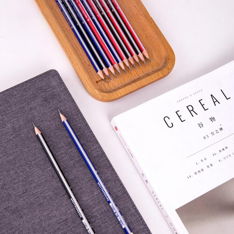 12GB/komplekts koka korpusa zīmuļi, 2B/HB mīksti, iepriekš uzasināti zīmuļi ar dzēšgumijām, trīsstūra forma bērniem vai studentiem