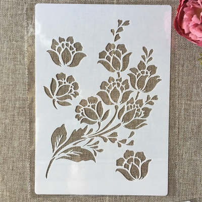 A4 29 cm plūmju ziedu zars DIY slāņošanas trafareti sienu gleznojums albums Krāsošana ar reljefu albumu dekoratīvā veidne