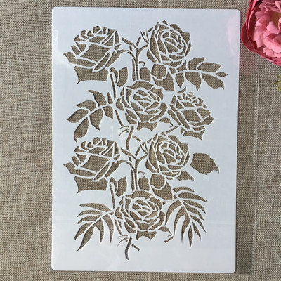 A4 29 cm plūmju ziedu zars DIY slāņošanas trafareti sienu gleznojums albums Krāsošana ar reljefu albumu dekoratīvā veidne