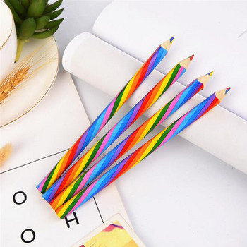 Корейска версия на Creative Cute Rainbow Pencil 4-Color Same-Core Student Children Drawing Gift Pencil