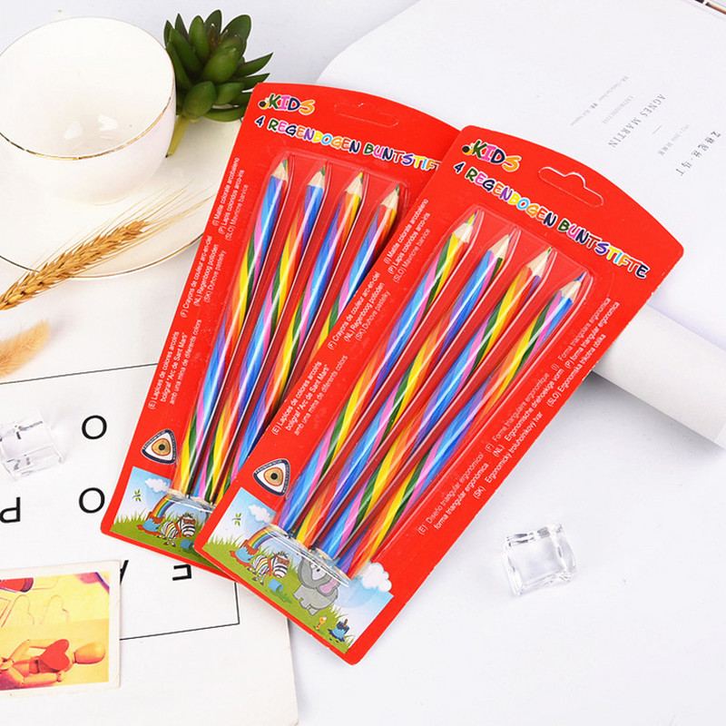 Κορεατική έκδοση του Creative Cute Rainbow Pencil 4-χρωμα ίδιας πυρήνας μαθητών Παιδιά που ζωγραφίζουν δώρο έγχρωμο μολύβι
