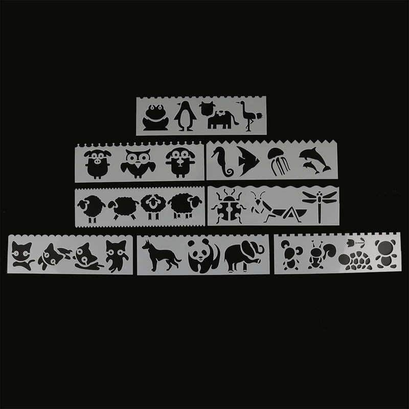 Jauki Dzīvnieku formas DIY slāņošanas trafareti Glezniecība albums Krāsošana Reljefs Albums Dekoratīvā kartīte doba veidne 8gab/komplekts