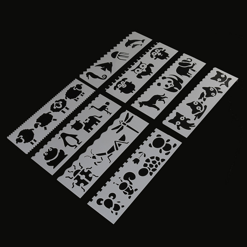 Jauki Dzīvnieku formas DIY slāņošanas trafareti Glezniecība albums Krāsošana Reljefs Albums Dekoratīvā kartīte doba veidne 8gab/komplekts