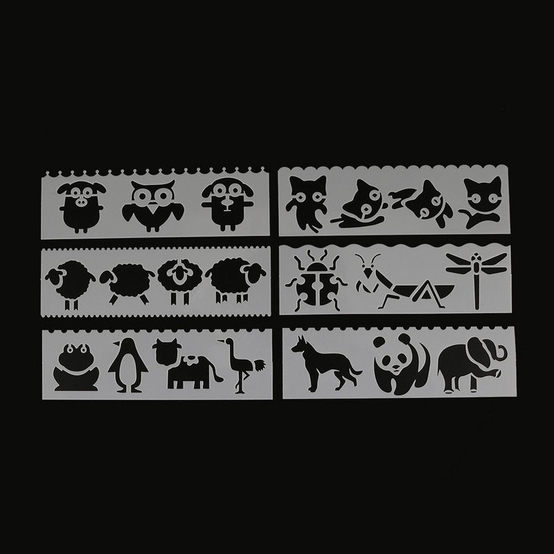 Jauki Dzīvnieku formas DIY slāņošanas trafareti Glezniecība albums Krāsošana Reljefs Albums Dekoratīvā kartīte doba veidne 8gab/komplekts